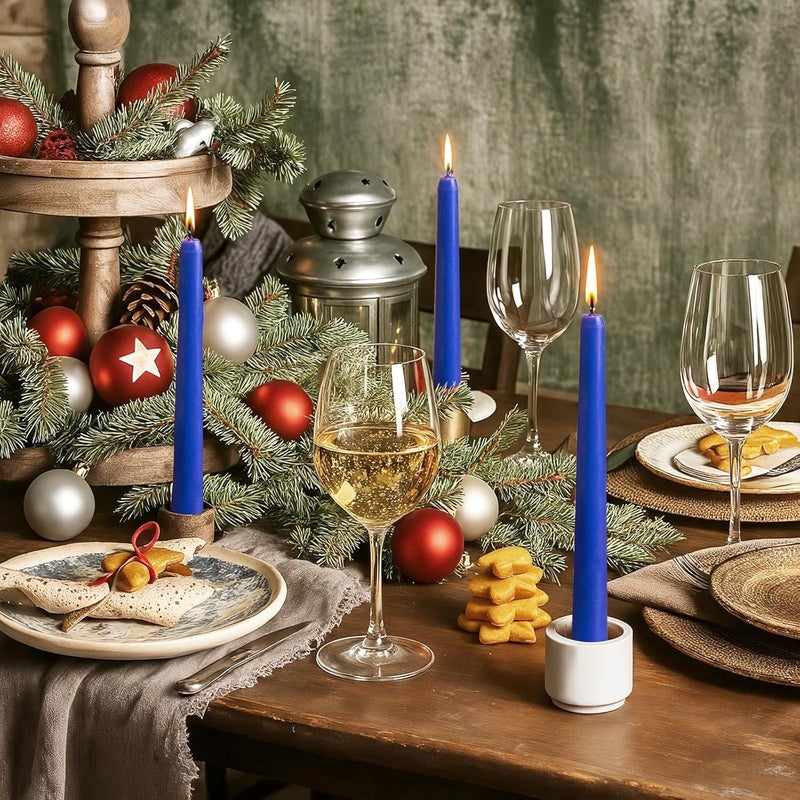 KONNI 0.87×10 Inch Blue Taper Candles, Unscented and Smokeless Tall Candlesticks, 10 Pack Tapered Candles with Cotton Wicks, Long Burning, Ideal for Weddings, Dinner Parties, and Home Décor - Image 4